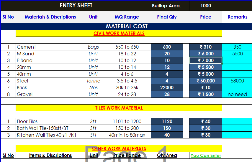 Residential Building - Construction Cost Calculator