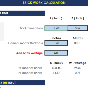 Brick Work Calculator