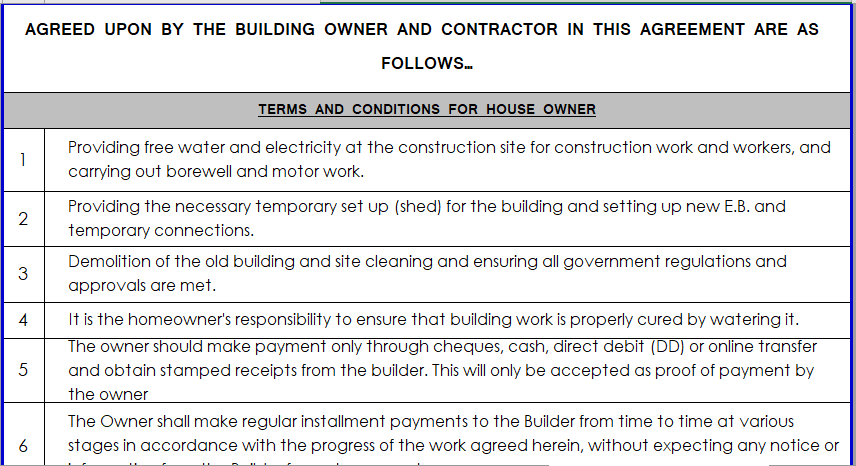 BUILDING CONTRUCTION AGREEMENT TAMIL & ENGLISH FORMAT - Image 2